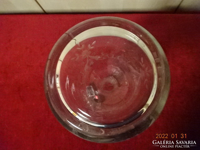 Polished glass decanter, thick bottom, bottom diameter 12 cm. He has! Jókai.