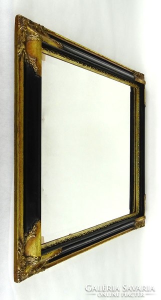 1H392 Antik fekete-arany falitükör 68 x 78 cm