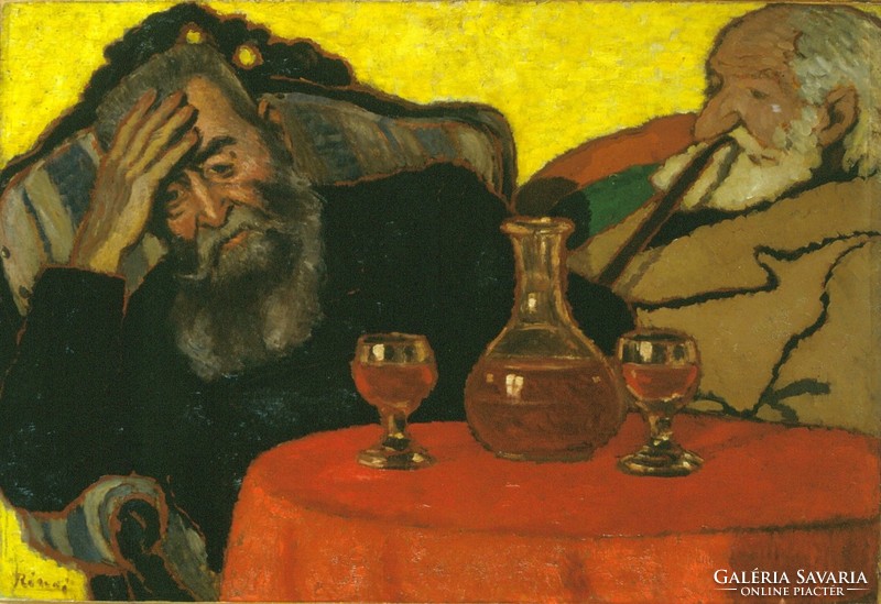 Rippl Rónai József - Apám és Piacsek bácsi vörösbor mellett - reprint