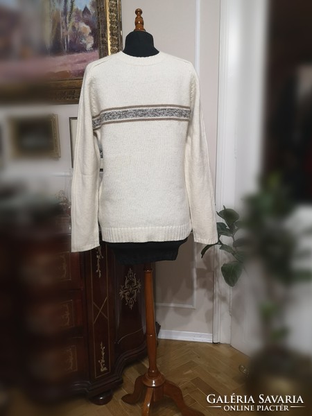 Dynam outdoor s men's 70% wool sweater, natural white alpine,