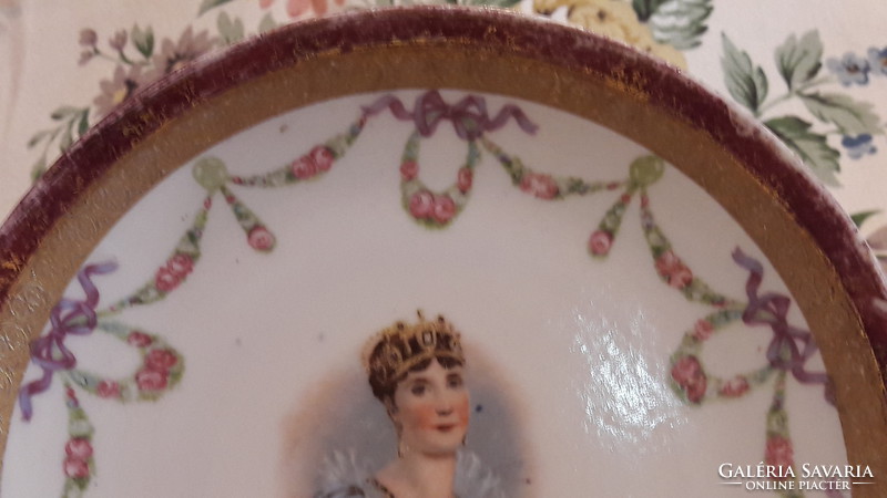 Antik Josephine díszítésű porcelán tányér, falitányér (2161)