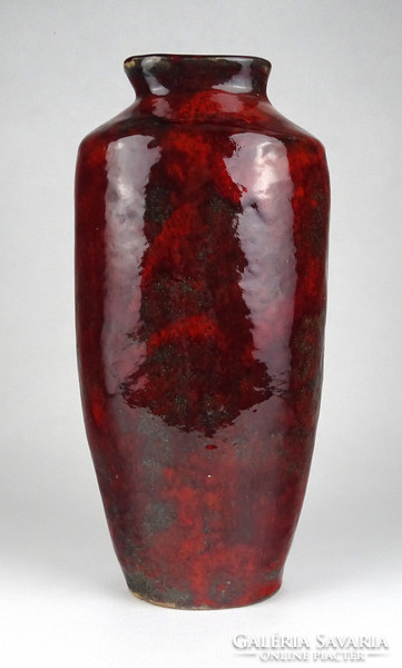 1H448 old retro brown colored glazed large ceramic vase 30 cm
