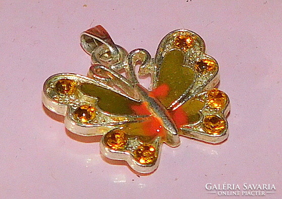 Wonderful enamel gold luster crystal butterfly pendant