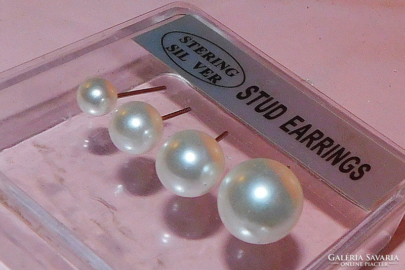 4pcs Sole Off-White Shell Pearl Earrings-- Earrings 0.5-0.7-0.9-1.2 Cm