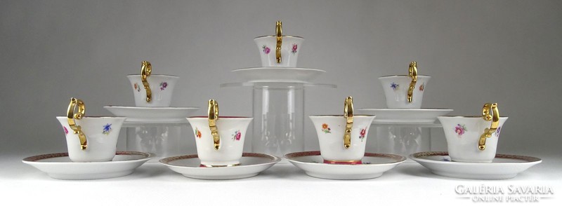 1H438 old german pm porcelain coffee cup set of 7 pieces