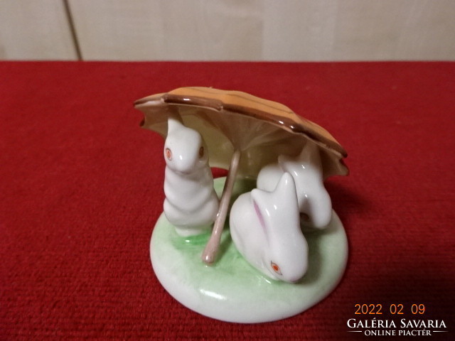 Drasche porcelain figurine, three bunnies under an umbrella. He has! Jókai.