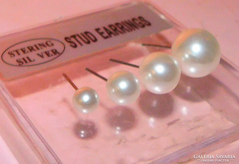 4pcs Sole Off-White Shell Pearl Earrings-- Earrings 0.5-0.7-0.9-1.2 Cm
