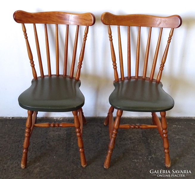 1H335 pair of retro turned backrest chairs