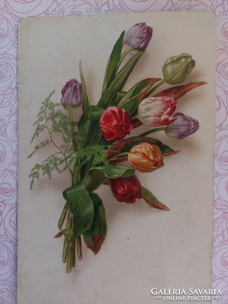 Régi képeslap 1929 levelezőlap tulipán