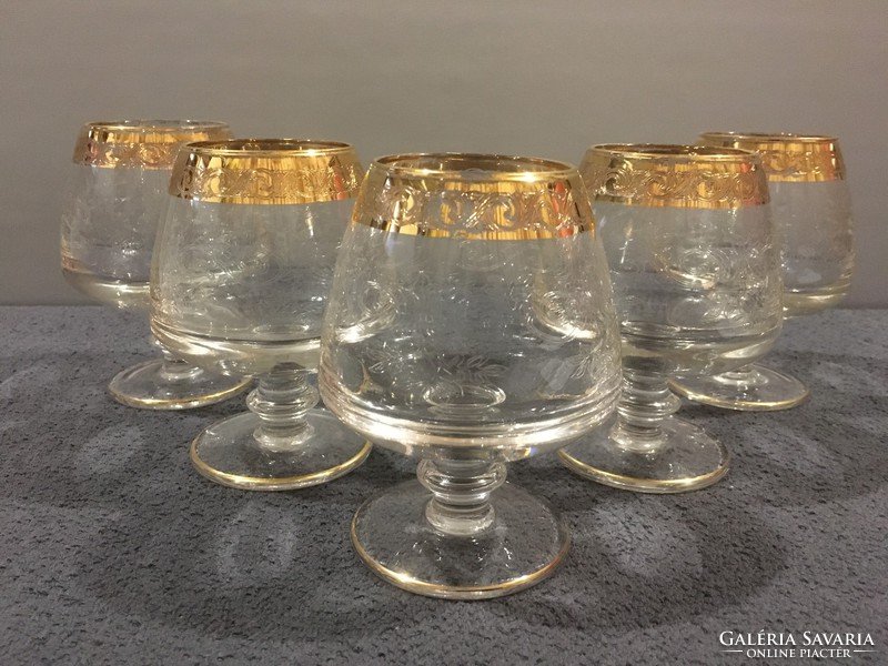 French cognac glass with richly gilded, fine embossed pattern !!!