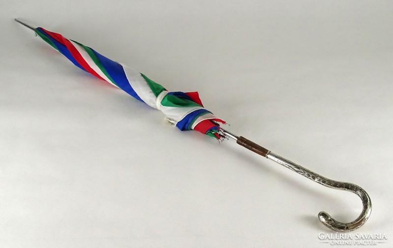 1G796 old silver handle colored umbrella walking stick 96 cm
