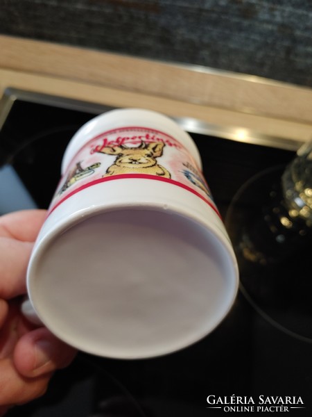 German bunny hunter mug with glass rarity