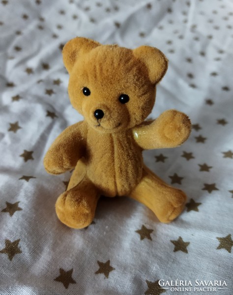 Retro plastic flocked furry teddy bear figurine 7cm old toy teddy bear