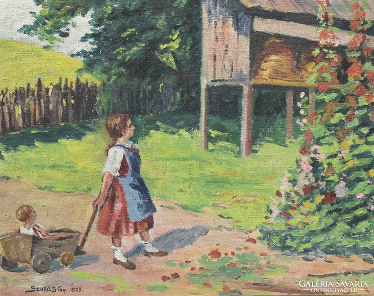 Játszó gyerekek Alkoto  Szollás Gy. 1923