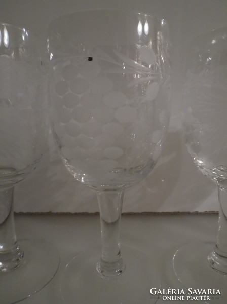 Glasses - 4 pcs - acid etched - wine - 13.5 x 5 cm - 1 dl - Austrian - perfect
