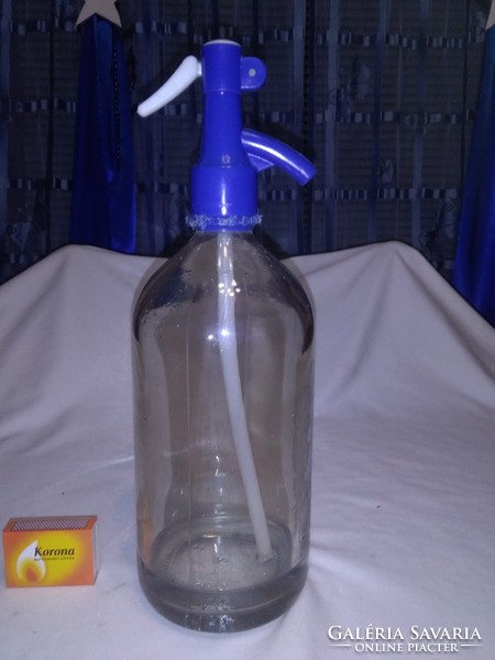 Retro szódásüveg - üveg test, műanyag fej