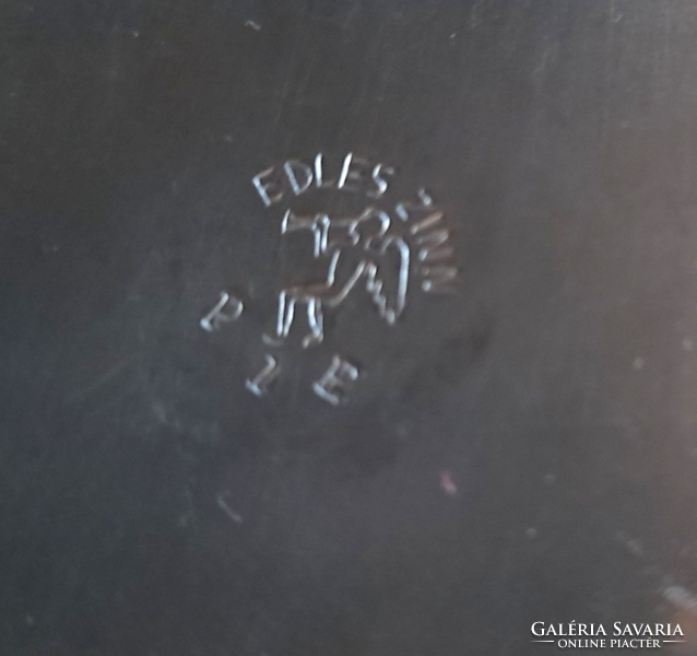 Antique edles zinn marked German ceramic inlaid tin plate