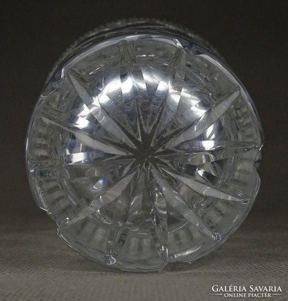 1H763 Vastagfalú gyönyörű csiszolt üveg váza 15.5 cm