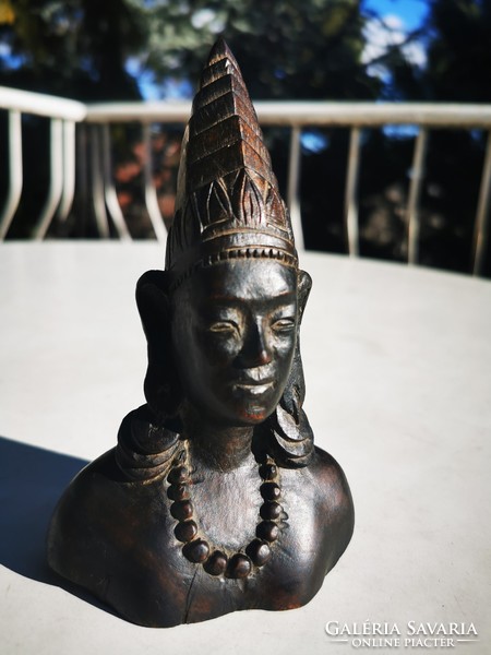 Indonesian carved wooden shiva head