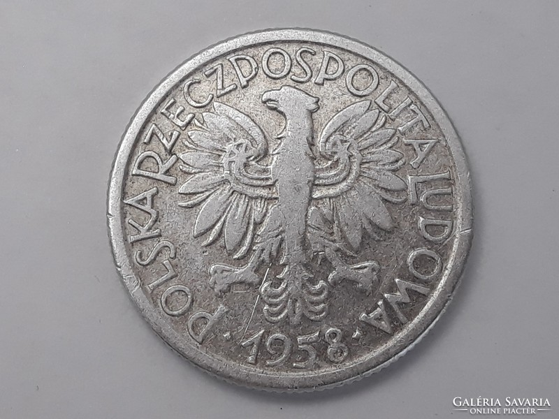 Lengyelország 2 Zloty 1958 érme - Lengyel 2 ZL 1958 külföldi pénzérme
