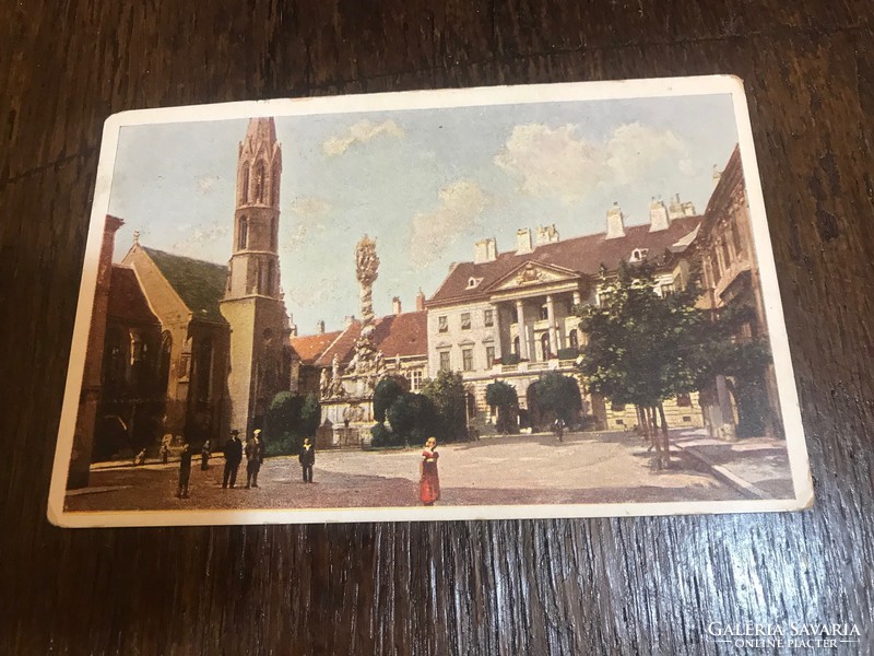Sopron Ferenc József tér és várnegye,1930-as évek.Írott,színes képeslap 2 Koronás bélyeggel.