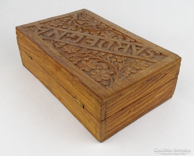 1H586 old prisoner of war work first world war piece carved wooden box card box sardegna