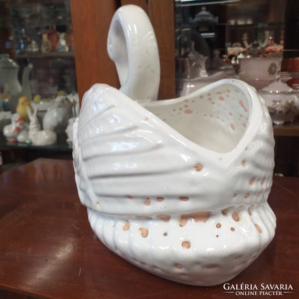 Large ceramic swan pot, flowerpot, centerpiece.