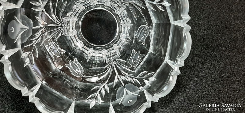 Tulipán mintás csiszolt üveg asztalközép , kínáló