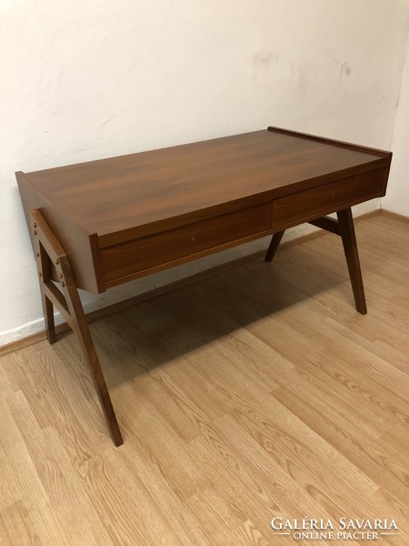 Renovated, large, mid-century modern, retro Scandinavian, Danish design, solid wood desk