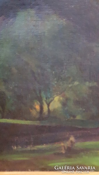 An oil painting by Benkhard Ágost in 1922 in Miskolc. 84.5X 98 cm. 111x125 cm with frame.