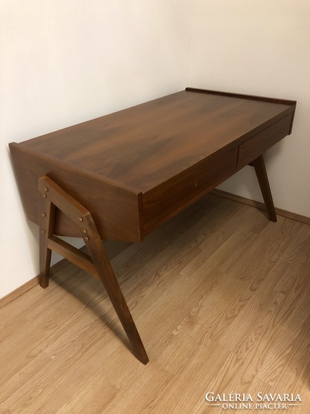 Renovated, large, mid-century modern, retro Scandinavian, Danish design, solid wood desk