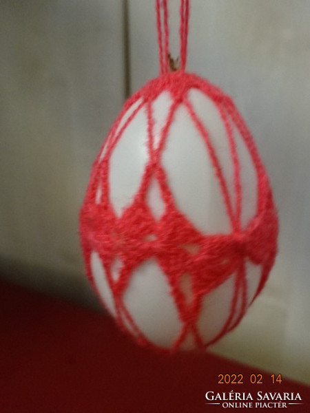 Blown egg figure in crochet mesh, height 6.5 cm. He has! Jókai.