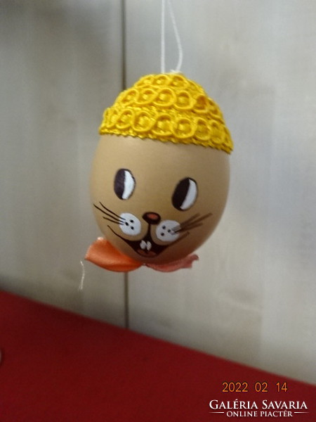 Blown egg figure with bunny painting, cap, tie. He has! Jókai.