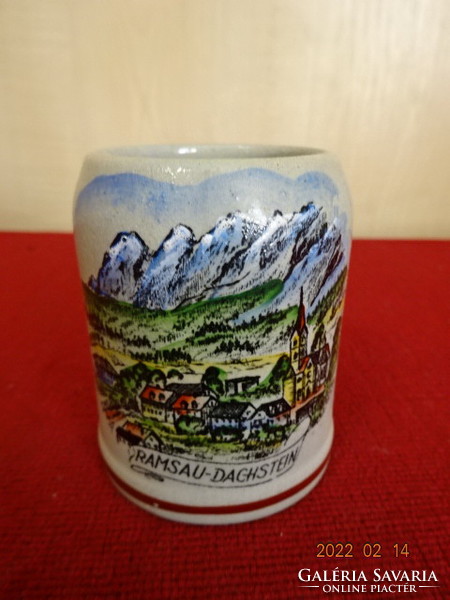 Glazed ceramic mini jug, height 6.5 cm. Ramsau memorial. He has! Jókai.