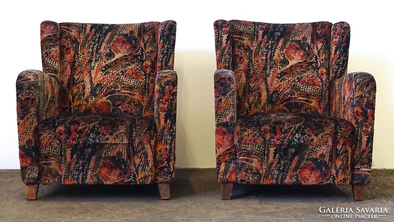 0O357 pair of old re-upholstered small armchairs