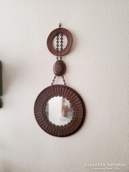 Leather framed wall mirror