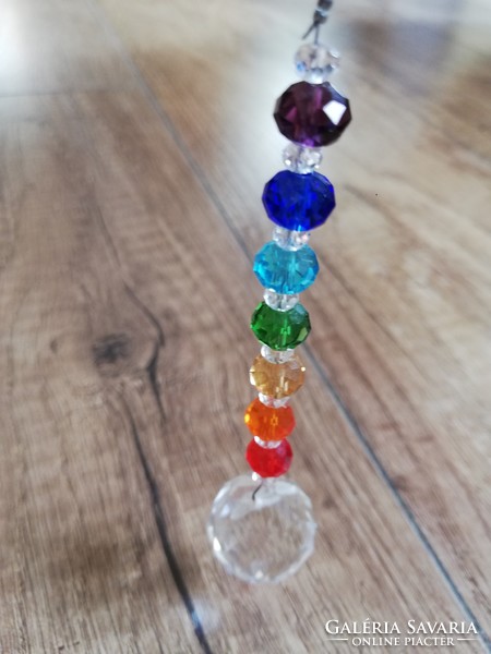 Colorful, glass beaded, crystalline, chakra pendant