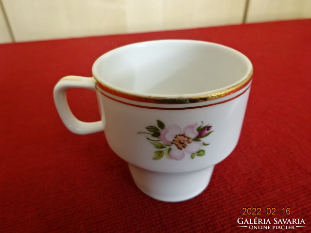 Raven house porcelain coffee cup with white and pink flowers. He has! Jókai.