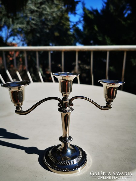 Three-pronged silver-plated candlestick
