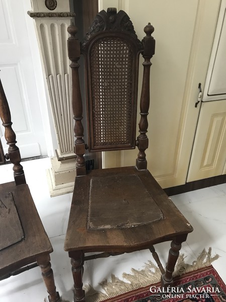 2 Pieces carved from the late 1800s, originally reeded, in need of renovation.