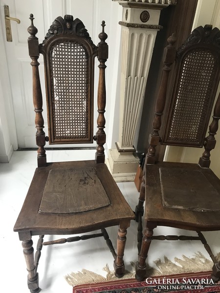 2 Pieces carved from the late 1800s, originally reeded, in need of renovation.