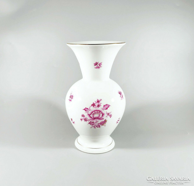 Herend, purple nanking bouquet pattern 20 cm hand-painted porcelain vase, flawless! (H026)