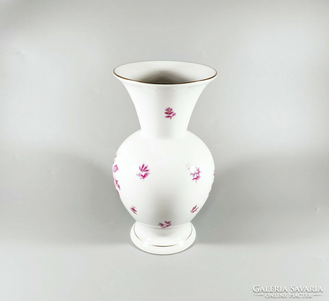 Herend, purple nanking bouquet pattern 20 cm hand-painted porcelain vase, flawless! (H026)