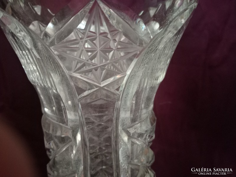 Meseszép kézi csiszolású ólomkristály váza pár 1960-as évekből
