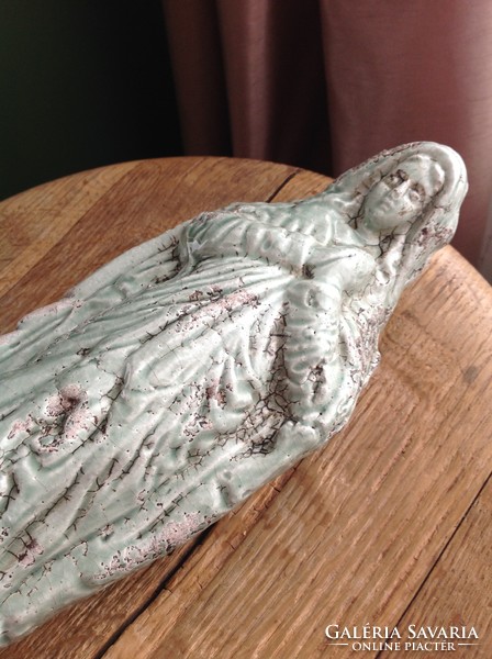 Különleges antikmázas Szűz Mária kerámia szobor