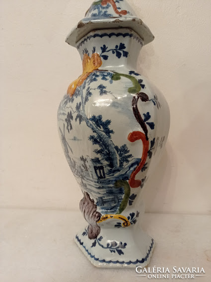 Antique delfti 18th century covered urn vase porcelain vase delft 4388