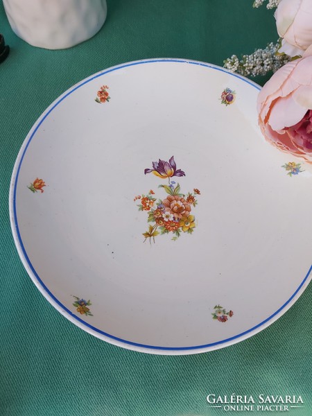 Ritka Gránit Gyönyörű virágos  lapostányér tányér kínáló  pecsenyés Gyűjtői darab