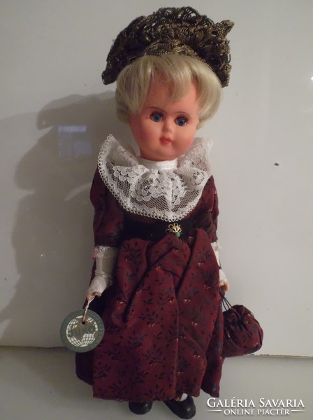 Doll - 30 x 13 cm - with label - blinking - old - rubber - Austrian - good condition