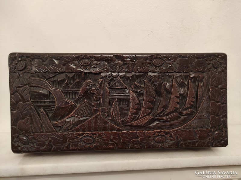 Antique Chinese Large Carved Wooden Box Asia 920 4939