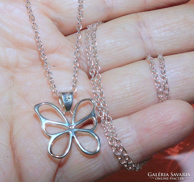 Minimalist butterfly marked with 925s filled silver necklace